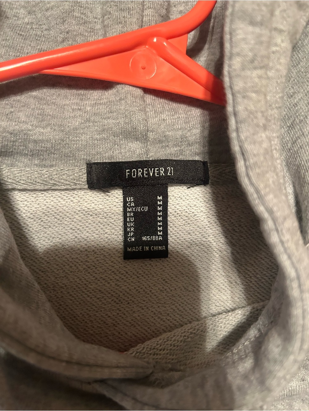Forever 21 Gray Cropped Hoodie Sweater Medium - Picture 3 of 4